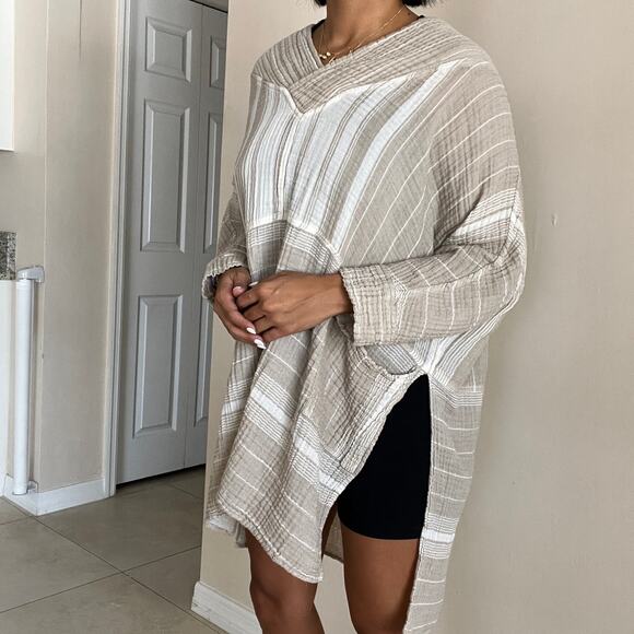 Free People Striped Long Sleeve Pullover Tunic Size M - Picture 7 of 11